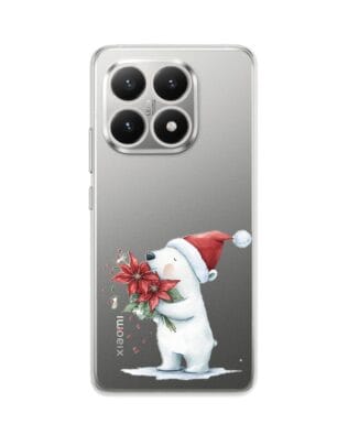 Etui do Xiaomi 15T przeźroczyste, silikonowe Flexi, Przytulne święta, Miś mikołajek