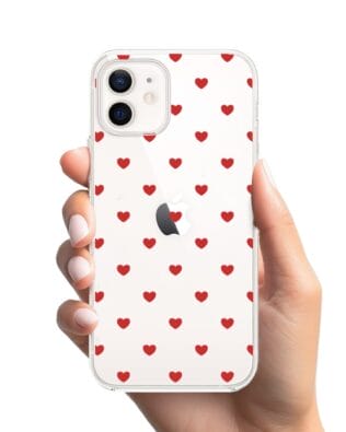 Etui do iPhone 12 przeźroczyste, silikonowe Flexi, Mini Patterns, Serduszka