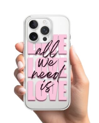 Etui do iPhone 13 Pro Max z MagSafe przeźroczyste, silikonowe Flexi, Positive Vibes, All We Need Is Love