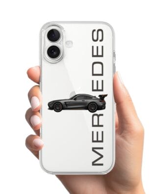 Etui do iPhone 17 przeźroczyste, silikonowe Flexi, Szybkie Auta, Stalowe AMG-GT