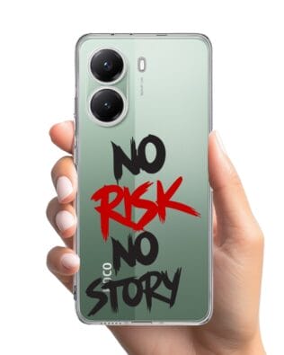 Etui do Xiaomi POCO X7 Pro przeźroczyste, silikonowe Flexi, Positive Vibes, No Risk No Story