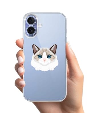 Etui do iPhone 17 przeźroczyste, silikonowe Flexi, kot birmański