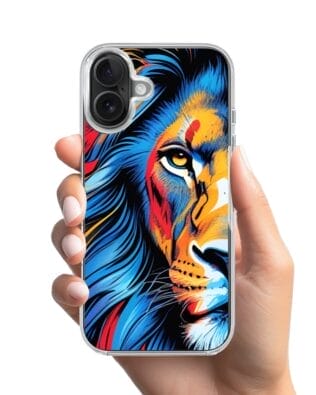 Etui do iPhone 17 z MagSafe przeźroczyste, silikonowe Flexi, Dzika Mandala, Lwie spojrzenie