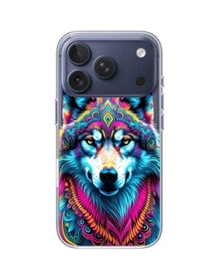 Etui do iPhone 17 Pro Max z MagSafe przeźroczyste, silikonowe Flexi, Dzika Mandala, Wilk