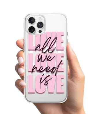Etui do iPhone 12 Pro Max z MagSafe przeźroczyste, silikonowe Flexi, Positive Vibes, All We Need Is Love