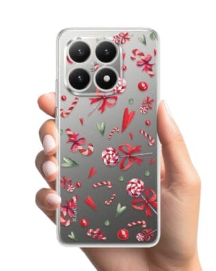 Etui do Xiaomi 15T przeźroczyste, silikonowe Flexi, Cukierki świąteczne