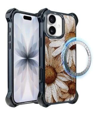 Etui do iPhone 17 IBIZU DropGuard Ultra z MagSafe, Modern Classics, Mozaika Rumianków