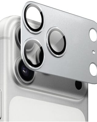 Metalowa osłona na cały aparat z wbudowanymi szkłami do iPhone 17 Pro, srebrna