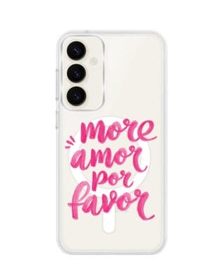 Etui do Samsung Galaxy S23 z MagSafe przeźroczyste, silikonowe Flexi, Positive Vibes, More amore per favore