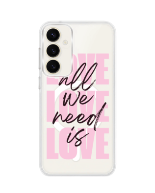Etui do Samsung Galaxy S23 Plus z MagSafe przeźroczyste, silikonowe Flexi, Positive Vibes, All We Need Is Love