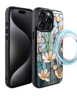 Etui do iPhone 15 Pro IBIZU DropGuard Matt z MagSafe, Barwy Szkła, Szept kwiatów polnych