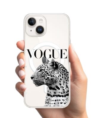 Etui do iPhone 13 z MagSafe przeźroczyste, silikonowe Flexi, Positive Vibes, Tygrys Vogue