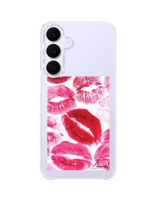 Etui do Samsung Galaxy S25 FE z MagSafe przeźroczyste, silikonowe Flexi, pocałunki z napisem „love”