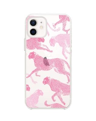 Etui do iPhone 12 przeźroczyste, silikonowe Flexi, Mystic, Różowe pumy