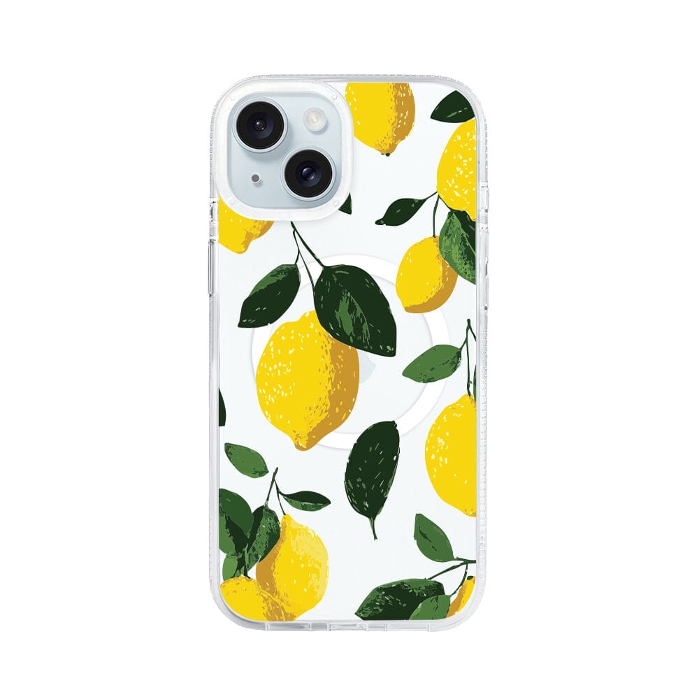 Etui do iPhone 15 z MagSafe przeźroczyste, silikonowe Flexi, Italian Summer, Cytrynowe