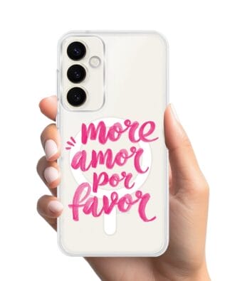 Etui do Samsung Galaxy S23 Plus z MagSafe przeźroczyste, silikonowe Flexi, Positive Vibes, More amore per favore