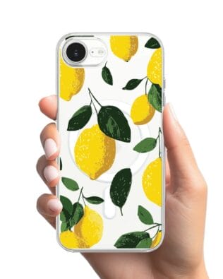 Etui do iPhone 16e z MagSafe przeźroczyste, silikonowe Flexi, Italian Summer, Cytrynowe