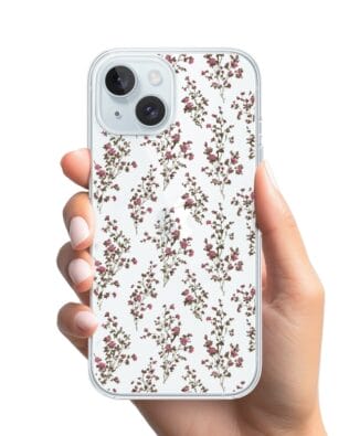 Etui do iPhone 15 Plus przeźroczyste, silikonowe Flexi, Mini Patterns, Różyczki