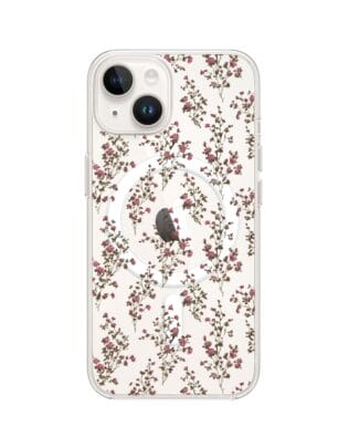 Etui do iPhone 14 Plus z MagSafe przeźroczyste, silikonowe Flexi, Mini Patterns, Różyczki