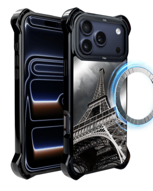 Etui do iPhone 17 Pro IBIZU DropGuard Ultra z MagSafe, Noir City, Wieża Eiffla