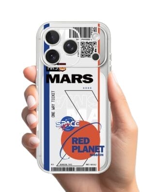 Etui do iPhone 17 Pro przeźroczyste, silikonowe Flexi, bilet na Mars