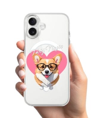 Etui do iPhone 17 z MagSafe przeźroczyste, silikonowe Flexi, Puppy Love, pies rasy Corgi