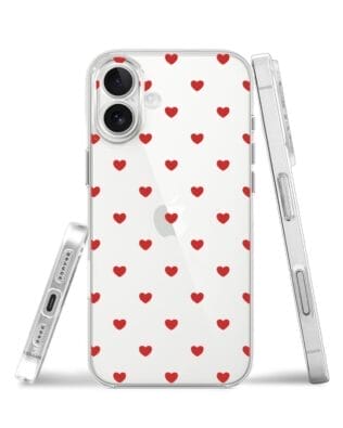 Etui do iPhone 17 przeźroczyste, silikonowe Flexi, Mini Patterns, Serduszka