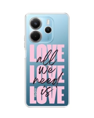 Etui do Xiaomi Redmi Note 14 5G przeźroczyste, silikonowe Flexi, Positive Vibes, All We Need Is Love