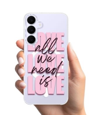 Etui do Samsung Galaxy S25 FE z MagSafe przeźroczyste, silikonowe Flexi, Positive Vibes, All We Need Is Love