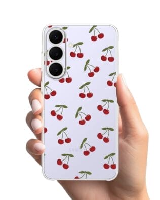 Etui do Samsung Galaxy S25 FE przeźroczyste, silikonowe Flexi, Mini Patterns, Wiśnie