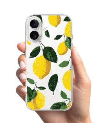 Etui do iPhone 16 Plus przeźroczyste, silikonowe Flexi, Italian Summer, Cytrynowe