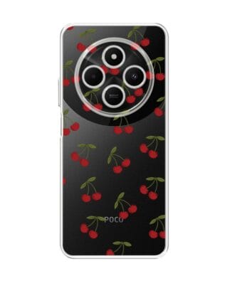 Etui do Xiaomi POCO C75 przeźroczyste, silikonowe Flexi, Mini Patterns, Wiśnie