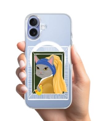 Etui do iPhone 17 z MagSafe przeźroczyste, silikonowe Flexi, kotek z kurczakiem