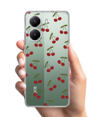 Etui do Xiaomi POCO X7 Pro przeźroczyste, silikonowe Flexi, Mini Patterns, Wiśnie