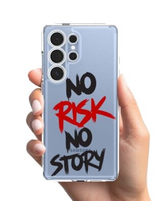 Etui do Samsung Galaxy S25 Ultra przeźroczyste, silikonowe Flexi, Positive Vibes, No Risk No Story