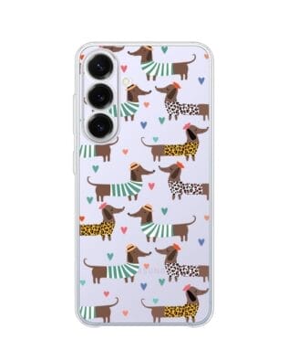 Etui do Samsung Galaxy S25 FE przeźroczyste, silikonowe Flexi, Summer Patterns, zakochane jamniki
