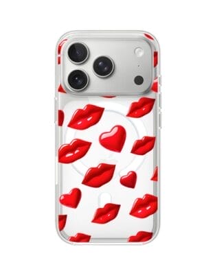 Etui do iPhone 17 Pro Max z MagSafe przeźroczyste, silikonowe Flexi, czerwone usta