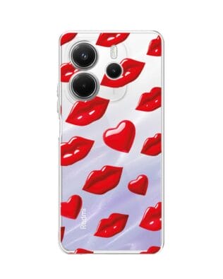Etui do Xiaomi Redmi Note 14 5G przeźroczyste, silikonowe Flexi, czerwone usta