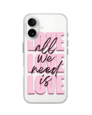 Etui do iPhone 16 przeźroczyste, silikonowe Flexi, Positive Vibes, All We Need Is Love