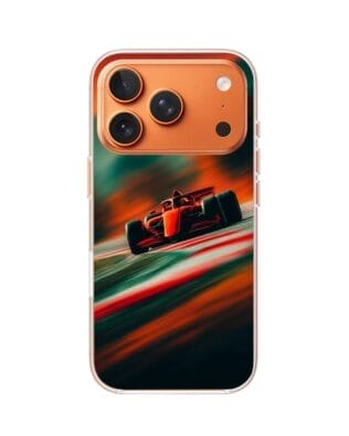Etui do iPhone 17 Pro Max z MagSafe przeźroczyste, silikonowe Flexi, Szybkie Auta, Wyścig F1