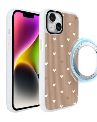 Etui do iPhone 14 IBIZU DropGuard Matt z MagSafe, Boho, Pudrowe serca