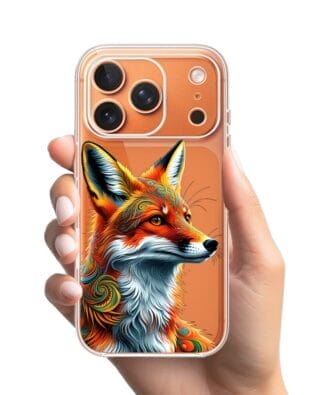 Etui do iPhone 17 Pro przeźroczyste, silikonowe Flexi, Dzika Mandala, Twarz lisa