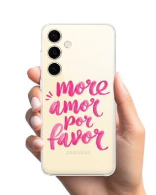 Etui do Samsung Galaxy S25 przeźroczyste, silikonowe Flexi, Positive Vibes, More amore per favore