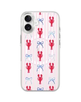 Etui do iPhone 17 z MagSafe przeźroczyste, silikonowe Flexi, Summer Patterns, krab i kokardki