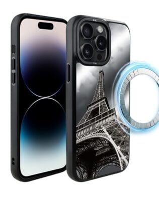 Etui do iPhone 14 Pro Max IBIZU DropGuard Matt z MagSafe, Noir City, Wieża Eiffla