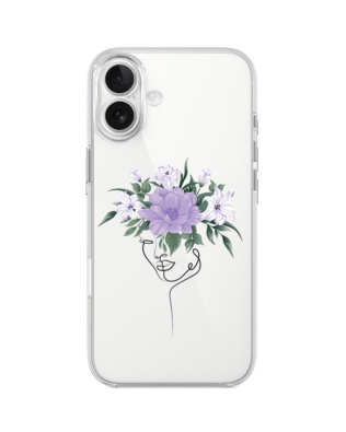 Etui do iPhone 17 przeźroczyste, silikonowe Flexi, kobieta z Kwiatami