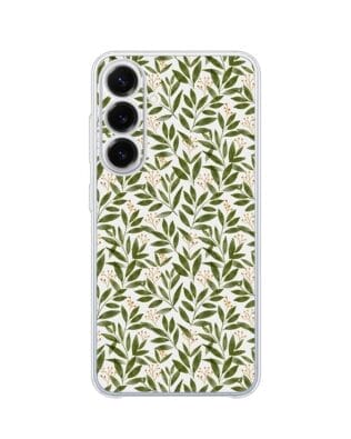 Etui do Samsung Galaxy S25 FE przeźroczyste, silikonowe Flexi, Summer Patterns, zielone gałązki