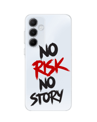 Etui do Samsung Galaxy A35 5G przeźroczyste, silikonowe Flexi, Positive Vibes, No Risk No Story