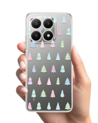 Etui do Xiaomi 15T przeźroczyste, silikonowe Flexi, Pastelowe choinki