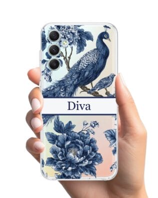 Etui do Samsung Galaxy A34 5G przeźroczyste, silikonowe Flexi, Mystic, Diva Peacock
